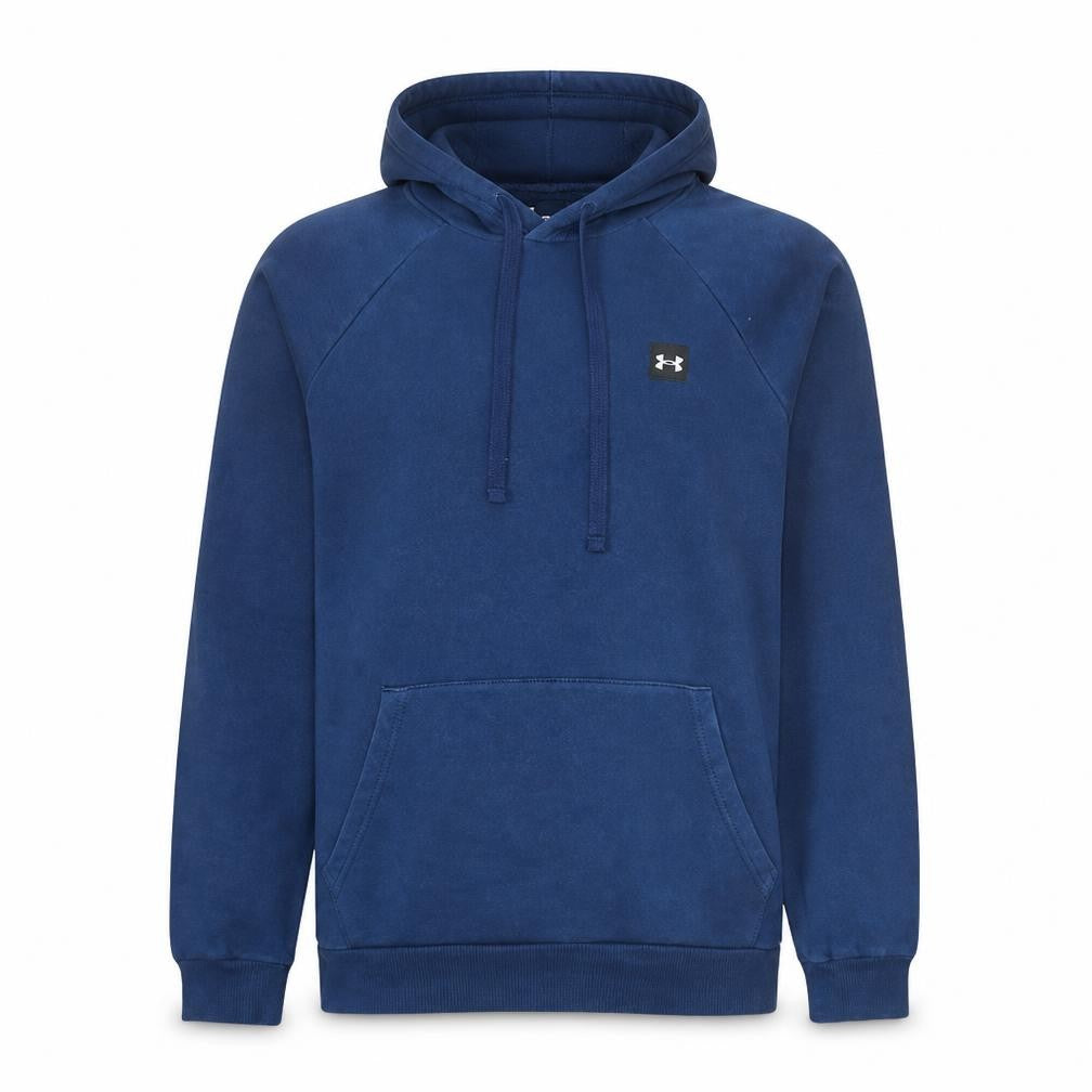 Front view of Under Armour Men's Blue Pullover Hoodie M Fleece Relaxed Fit