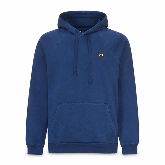 Front view of Under Armour Men's Blue Pullover Hoodie M Fleece Relaxed Fit
