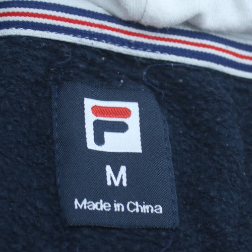 FILA Men's Blue Pullover Hoodie M Logo Graphic Fleece Sweatshirt