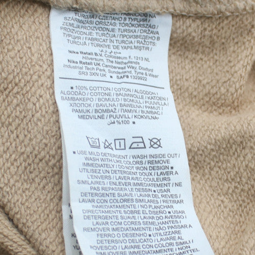 Nike Men's Beige Pullover Sweatshirt S Embroidered Logo Crew Neck