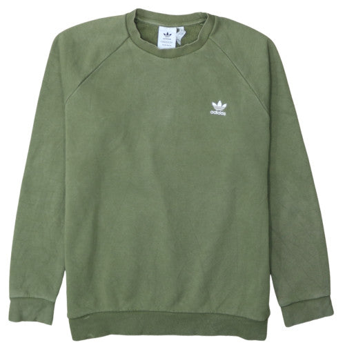 Adidas Men’s Green Crew Neck Pullover Sweatshirt L Fleece