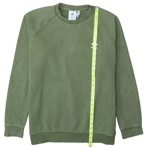 Adidas Men’s Green Crew Neck Pullover Sweatshirt L Fleece