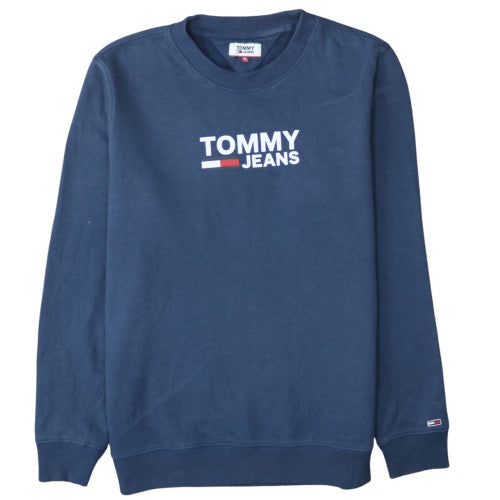 Tommy Jeans Men's Blue XL Pullover Sweatshirt Crew Neck Logo