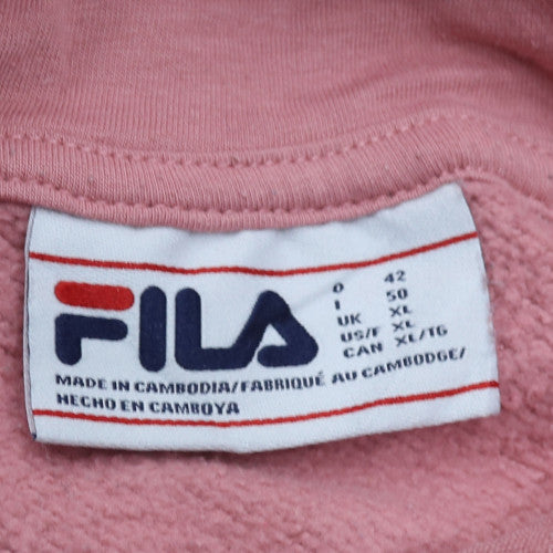 Fila Women Pink Pullover Hoodie XL Cotton Blend Casual