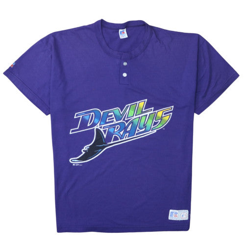 Russell Athletic Men’s Purple Devil Rays Retro Henley XL T-Shirt