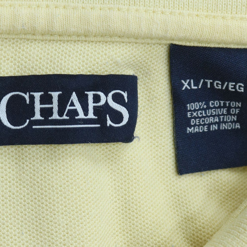 Chaps Men's Yellow XL Cotton Short Sleeve Polo Shirt