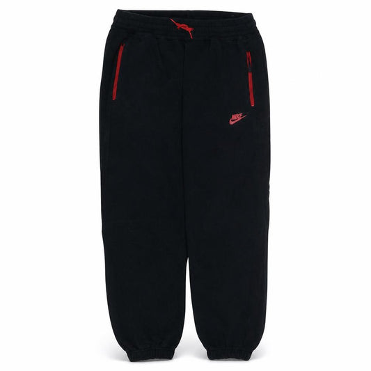 Nike Boys Black Jogger Sweatpants L Cotton Blend Red Zip Detail