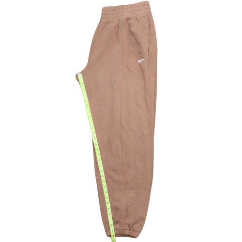 Nike Womens Brown Fleece Sweatpants L Elastic Waist Logo Joggers