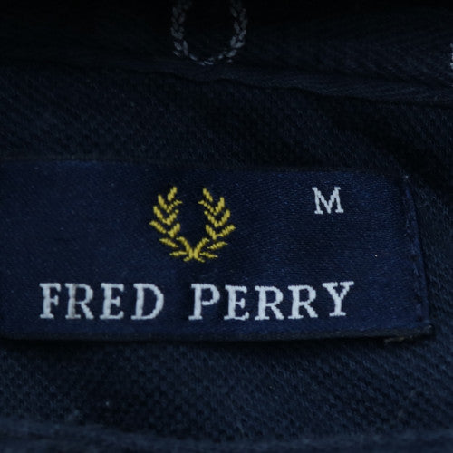Fred Perry Men Blue Pullover Hoodie M Cotton Fleece Logo Sweatshirt