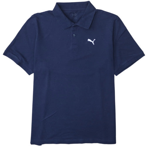 Puma Men's Blue XL Regular Fit Cotton Logo Polo Shirt