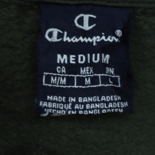 Champion Men's Green Pullover Hoodie Medium Embroidered Logo