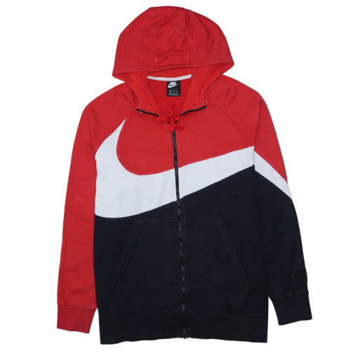 Nike Men Red Full Zip Hoodie 2XL Graphic Sportswear Sweatshirt