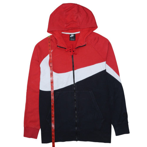 Nike Men Red Full Zip Hoodie 2XL Graphic Sportswear Sweatshirt