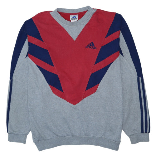 Adidas Men's Grey Red Blue Retro XL Crew Neck Sweatshirt