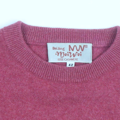 Beijing MeiWei Men's Pink Cashmere Crew Neck Jumper L