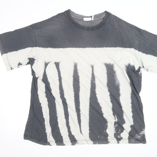 Weekday Womens Grey Tie-Dye Cotton Relaxed Fit T-Shirt XS