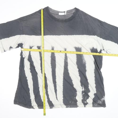 Weekday Womens Grey Tie-Dye Cotton Relaxed Fit T-Shirt XS