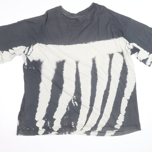 Weekday Womens Grey Tie-Dye Cotton Relaxed Fit T-Shirt XS