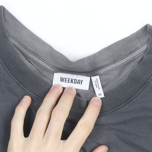 Weekday Womens Grey Tie-Dye Cotton Relaxed Fit T-Shirt XS
