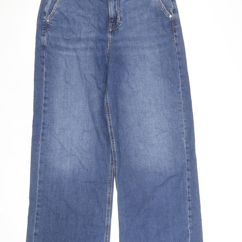 Marks and Spencer Women Blue Size 12 Tall Wide-Leg Jeans