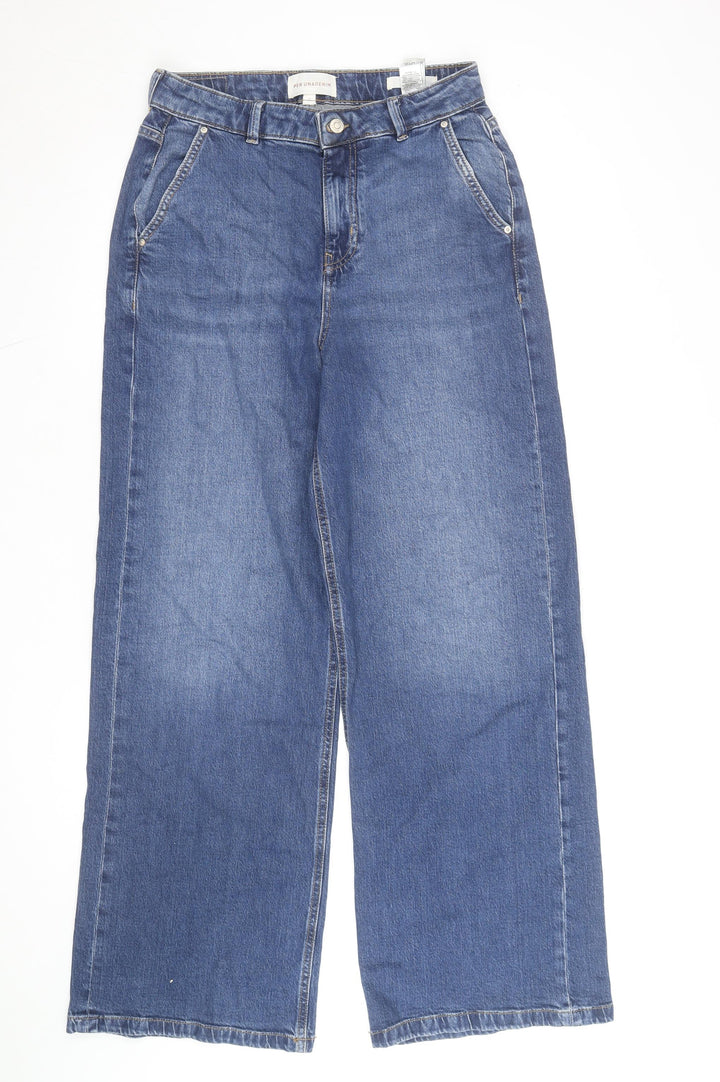 Marks and Spencer Women Blue Size 12 Tall Wide-Leg Jeans