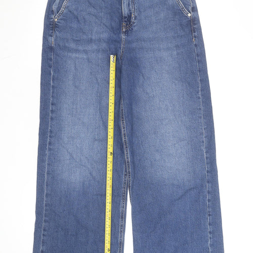 Marks and Spencer Women Blue Size 12 Tall Wide-Leg Jeans