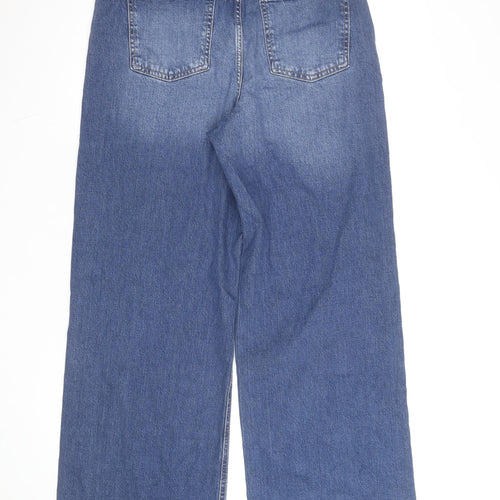 Marks and Spencer Women Blue Size 12 Tall Wide-Leg Jeans