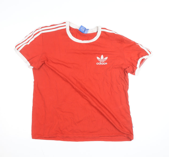 Adidas Men's Red Short Sleeve Crew Neck T-Shirt Size L 100% Cotton