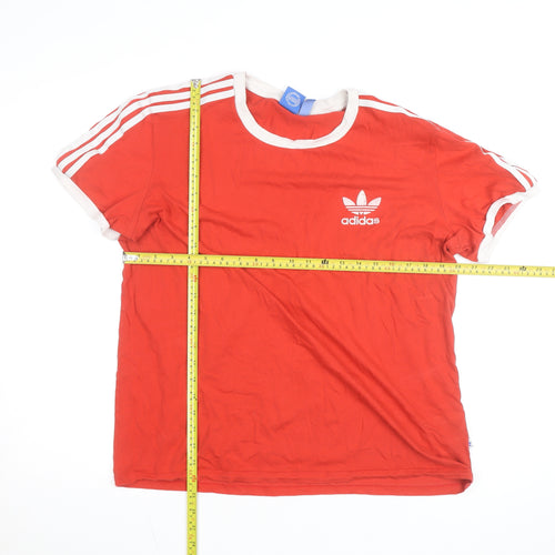 Adidas Men's Red Short Sleeve Crew Neck T-Shirt Size L 100% Cotton