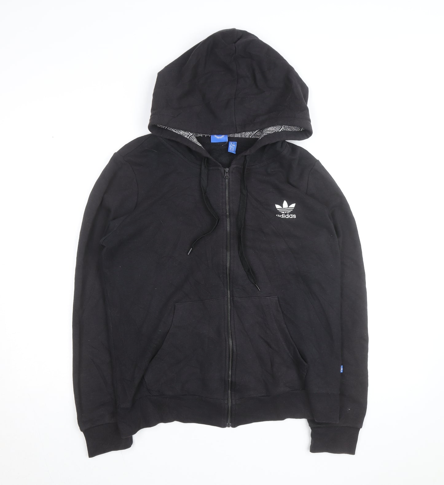 Adidas Men's Black XL Full Zip Hoodie with Logo and Pockets