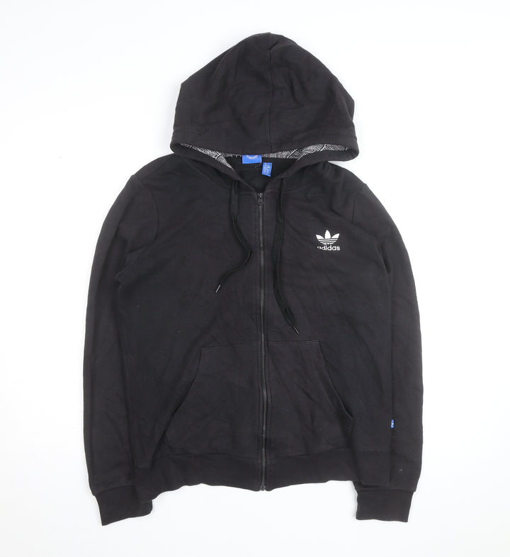 Adidas Men's Black XL Full Zip Hoodie with Logo and Pockets