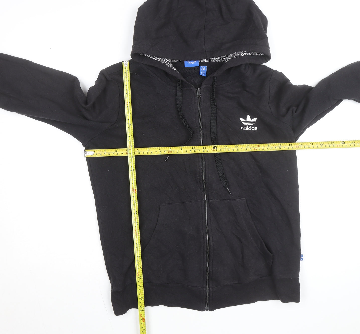 Adidas Men's Black XL Full Zip Hoodie with Logo and Pockets