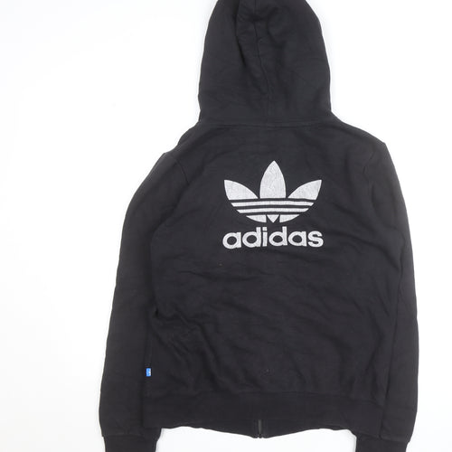 Adidas Men's Black XL Full Zip Hoodie with Logo and Pockets