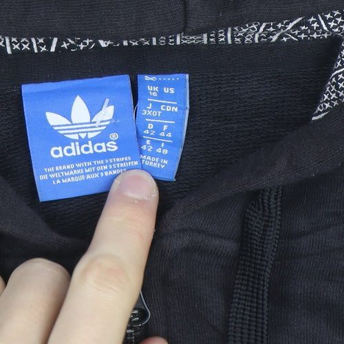 Adidas Men's Black XL Full Zip Hoodie with Logo and Pockets