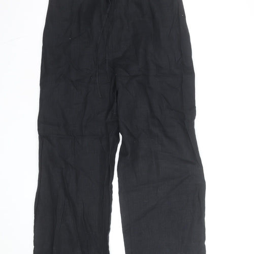 Laura Ashley Women’s Black Linen Drawstring Trousers Size 12