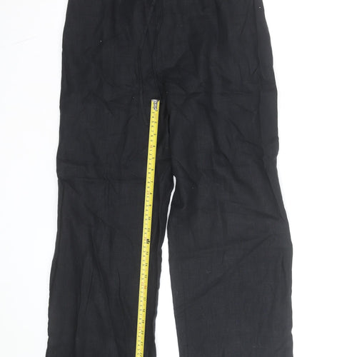 Laura Ashley Women’s Black Linen Drawstring Trousers Size 12