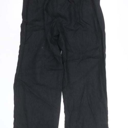 Laura Ashley Women’s Black Linen Drawstring Trousers Size 12