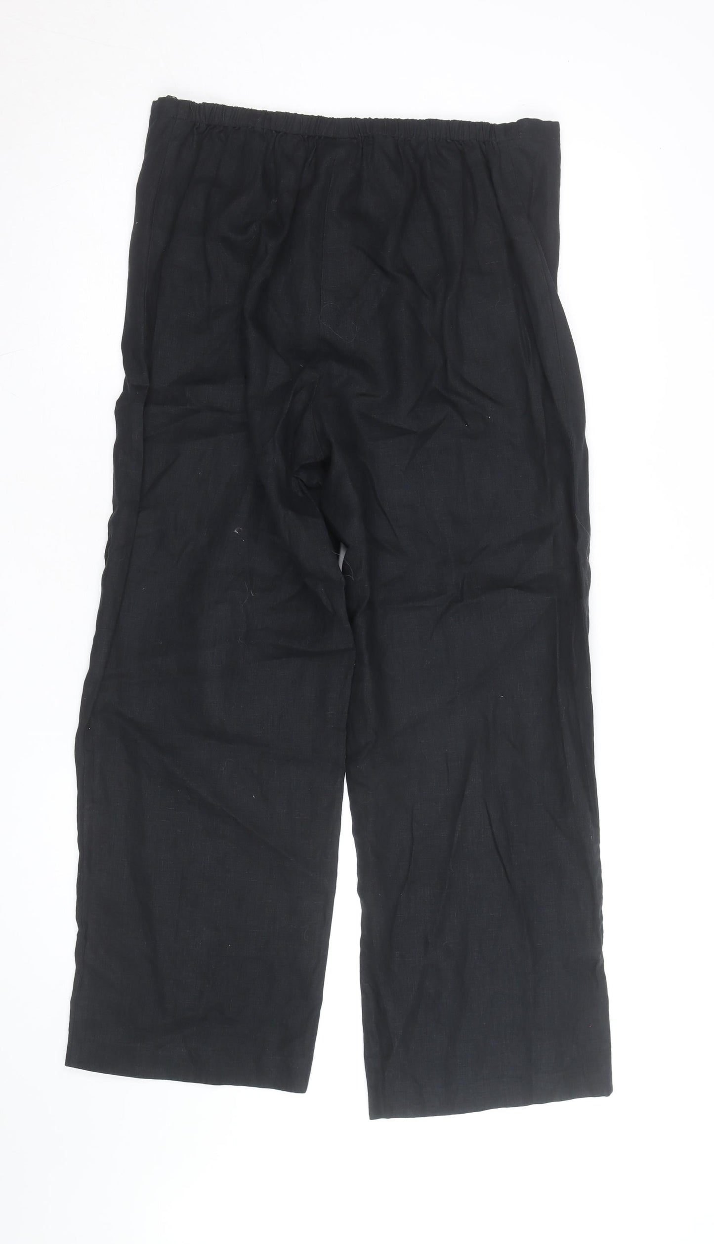 Laura Ashley Women’s Black Linen Drawstring Trousers Size 12