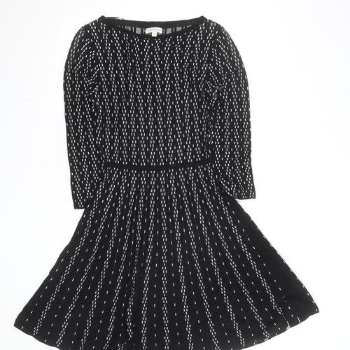 Monsoon Women’s Black Geometric Fit & Flare Knitted Dress Size S