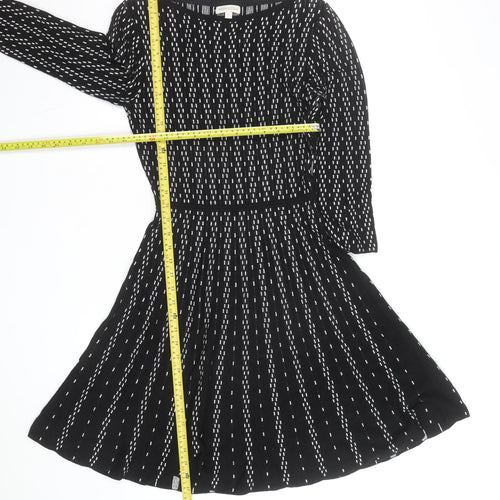 Monsoon Women’s Black Geometric Fit & Flare Knitted Dress Size S