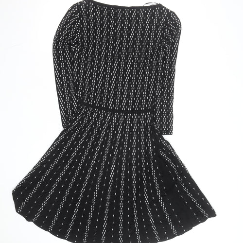 Monsoon Women’s Black Geometric Fit & Flare Knitted Dress Size S