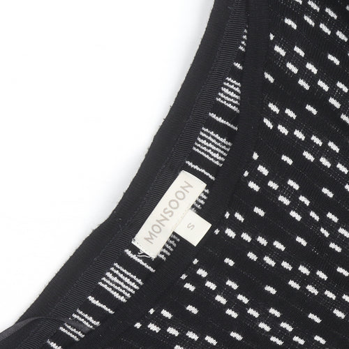 Monsoon Women’s Black Geometric Fit & Flare Knitted Dress Size S