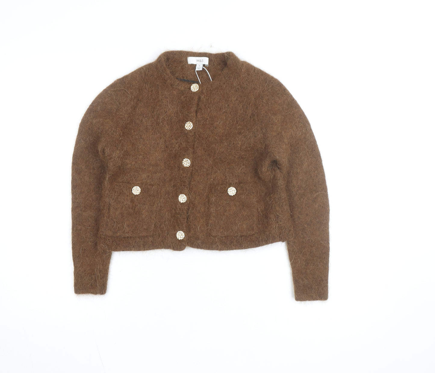 Marks and Spencer Women's Brown Wool Alpaca Knit Cardigan M
