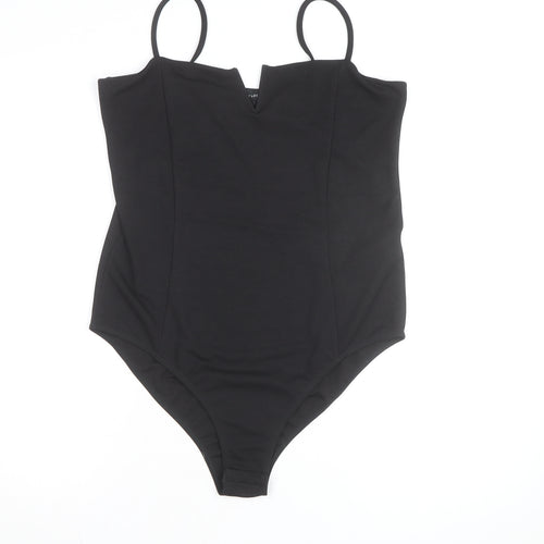 New Look Women's Black Bodysuit Size 18 Sweetheart Stretch Jersey