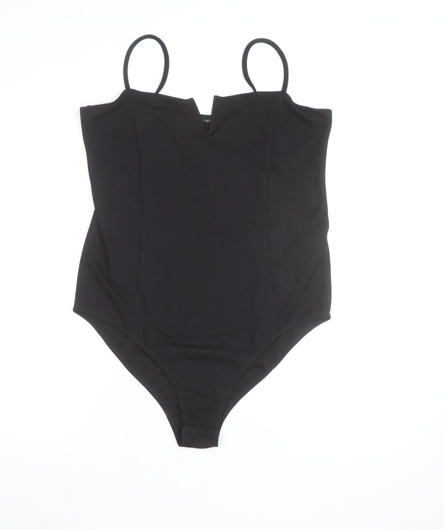 New Look Women's Black Bodysuit Size 18 Sweetheart Stretch Jersey