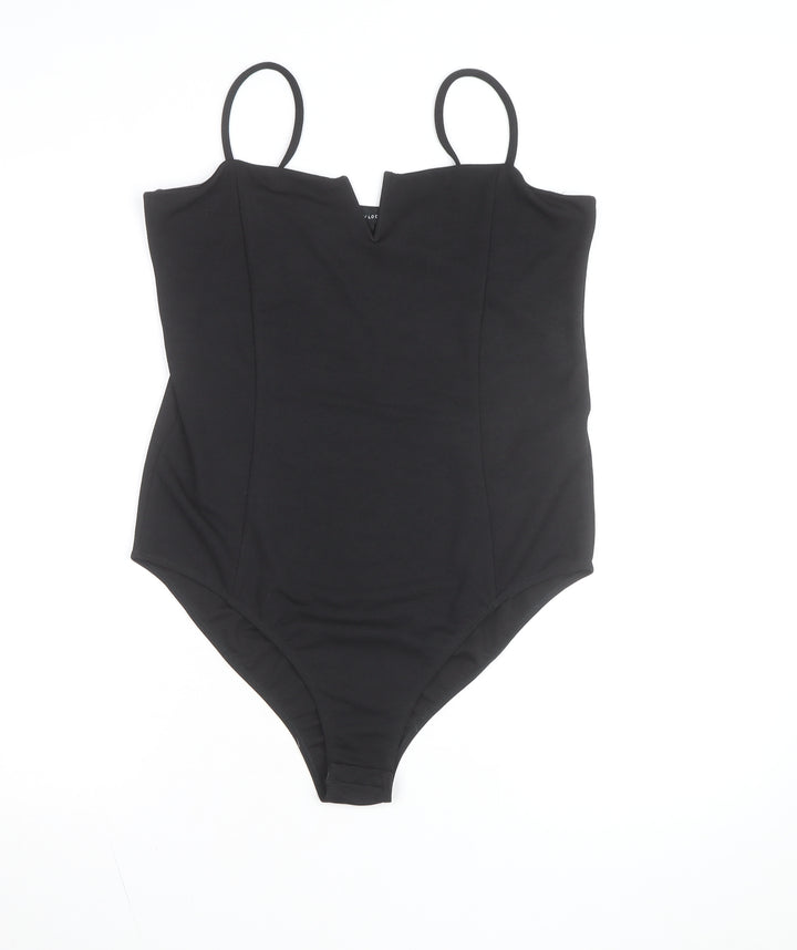 New Look Women's Black Bodysuit Size 18 Sweetheart Stretch Jersey