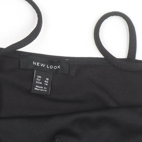 New Look Women's Black Bodysuit Size 18 Sweetheart Stretch Jersey