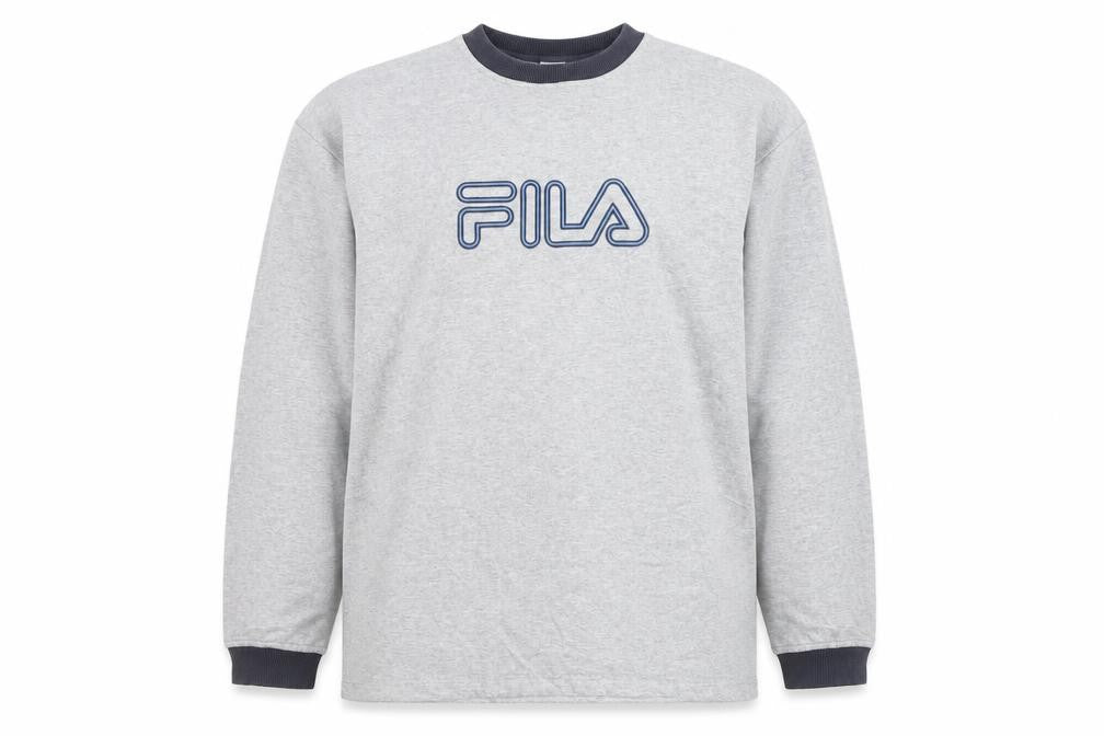 Front view of Fila Men’s Grey 2XL Pullover Logo Sweatshirt