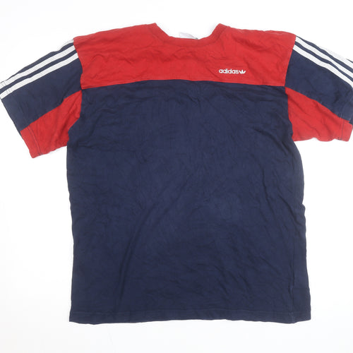 Adidas Men’s Red & Navy Crew Neck Short Sleeve Cotton T-Shirt Size L