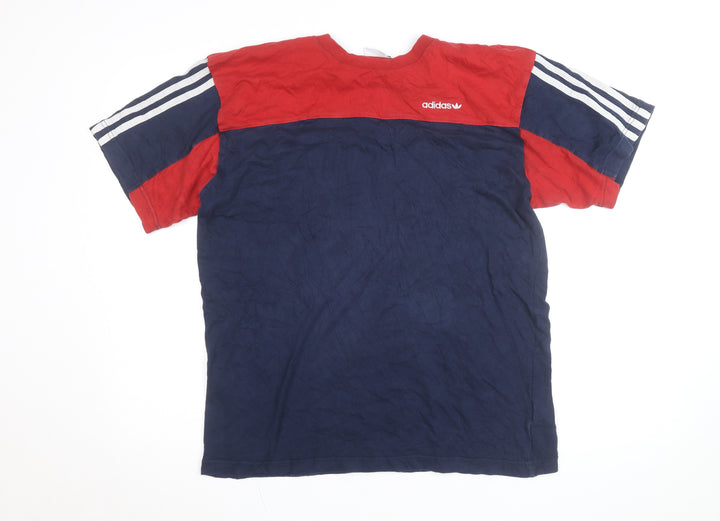 Adidas Men’s Red & Navy Crew Neck Short Sleeve Cotton T-Shirt Size L